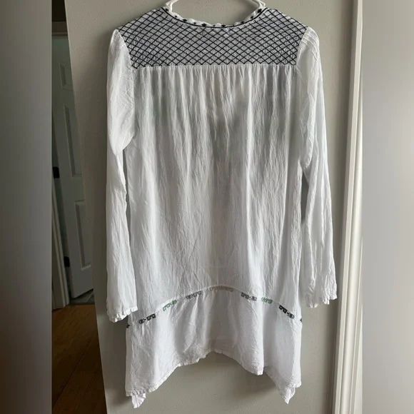 Johnny Was embroidered Vneck Long georgette tunic size XS floral - Picture 3 of 3